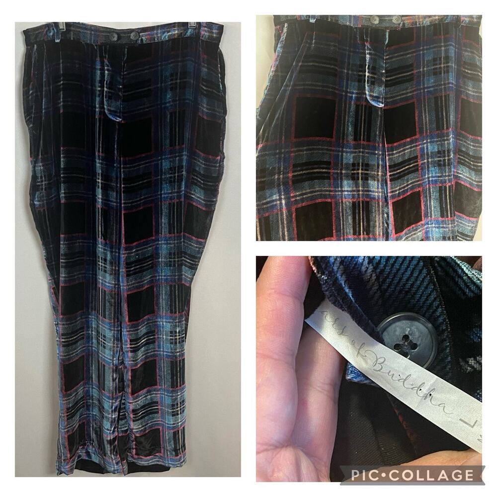 Ears of Buddha Velvet Plaid Pants from designer Franny Koelsch Size L